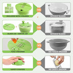 5-in-1 Salad Spinner Large with Lid Vegetable Washer and Dryer Fruit Cleaner Vegetable Chopper & Slicer with 5 Blades, 5 Qt Lettuce Spinner Strainer Shredder Bowl Egg Yolk Separator for Easy Meal Prep