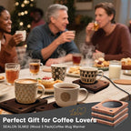 SEALON SLM02 Electric Coffee Mug Warmer (Wood, 3-Pack) - 3-Temperature Desk Cup Warmer with Auto Shut-Off (4 Hours) for Heating Coffee, Tea, Milk & Beverages