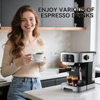 Espresso Machine 20 Bar with Steam Milk Frother, Stainless Steel Coffee Machine with Removable Water Tank for Cappuccino,Latte, Compact Stainless Steel Coffee maker for home,Great Gift