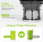 Kndko Juicer Machines, Slow Masticating juicer with 5.4" Wide Feed Chute, Juice Extractor Machine for Whole Vegetables & Fruits, Cold Press Juicer, High Juice Yield, Easy to Operation & Clean