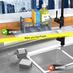 Maifan Stainless Steel Kitchen Sink Caddy Organizer with Auto Drain Tray, Sponge Holder for Countertop Storage Grey Blue
