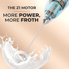 Zulay Kitchen Powerful Milk Frother Wand With 4 AA Duracell Batteries - Ultra Fast Handheld Drink Mixer - Electric Whisk Foam Maker for Coffee, Lattes, Cappuccino, Matcha & Creamer - Blizzard White