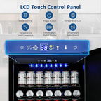 24 Inch Beverage Refrigerator Outdoor, Under Counter Beverage Cooler for Patio, Built-in Drink Fridge 210 Cans, with Stainless Steel Door for Soda, Beer, Wine