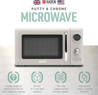 Haden 700 Watt 0.7 Cubic Foot Microwave Oven with Digital Controls, Defrost, and Instant Start Countertop Small Appliance, Putty/Chrome