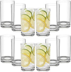 RLWY 17 Oz Acrylic Plastic Tumblers Set of 12, Clear, Shatterproof, BPA-Free, Dishwasher-Safe, Reusable Drinking Glasses for Kitchen, Poolside, Patio