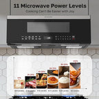 ThermoMate 30" Over the Range Low Profile Microwave Oven with Sensor Cooking, 1.2 Cu.Ft Slim, 1000 Cooking Watts, Voice Control, Multi-Stage Cooking, 400 CFM