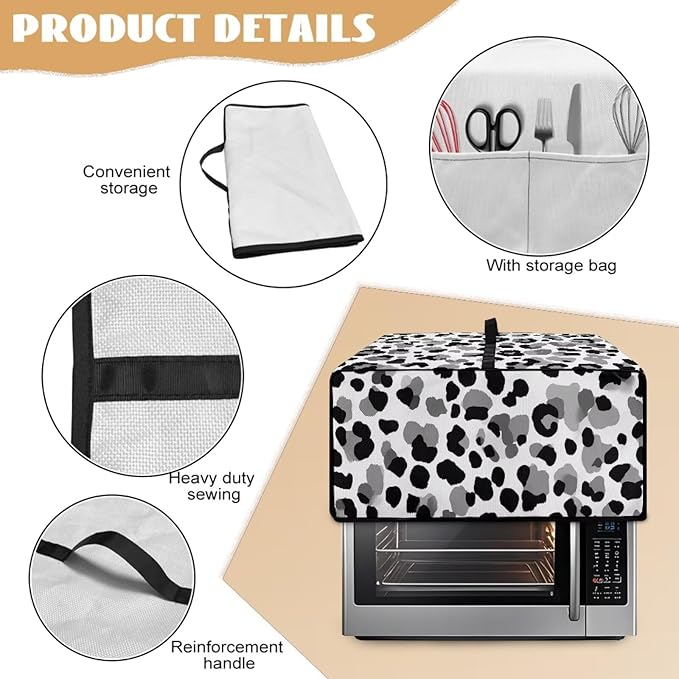 Leopard Print Toaster Oven Dust Cover, Heat-Resistant Case for Toaster Oven, Heavy Duty Washable Dust Cover Fit Most Small Appliance, (Large-18.5*22.5*12.99 inches)