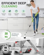Electric Spin Scrubber, Cordless Cleaning Brush, Shower Scrubber with 9 Floor Machine Pads, 2H Power Dual Speed, Adjustable Extension Handle, IPX7 Waterproof for Floor Carpet Tub Tile Car, O-White.
