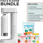 Fizzit Spärklï Carbonated Water Soda Maker | Stainless Steel Bottle | 12pk Drink Mix Variety Pack | FIZZ & FLAVOR BUNDLE