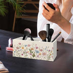 Rustic Wildflower Wooden Utensils Holder, Watercolor Nature Wild Flower Botanical Wood Cooking Utensil Holder Organizer for Kitchen Countertop Counter Decor