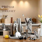 ETENS 33-Piece Professional Bartender Kit with Weighted Boston Shaker – High End Mixology Set for Home Bar – Stainless Steel Barware Tool Set Unbreakable Citrus Squeezer, Ice Scoop & Mixing Glass