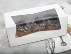 MT Products White Cupcake Boxes 9" x 4" x 3.5" - Bakery Boxes with Window (Pack of 10) - Made in USA