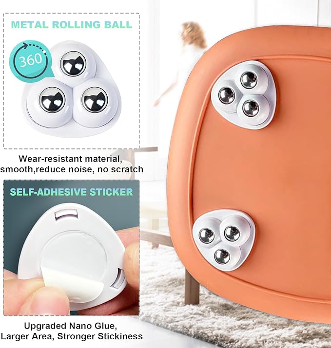 Appliance Casters - Furniture Sliders & Appliance Rollers for Kitchen, Coffee Machine, Blender, Oven - Helps Mom or Wife Easily Solve Countertop Sliding (White, 4pcs)