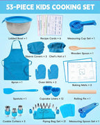 Kids Baking Set–Real Cooking Set for Kids with Kids Cooking Utensils & Kitchen Accessories, Measuring Tools & Baking Supplies,Great Gift for Pretend Play & Montessori Learning (Blue)