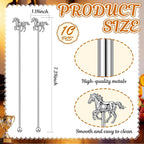 MorningRo 10 Pcs Derby Drink Stirrers Swizzle Sticks for Cocktails Reusable 6.89 Inches 3D Horse Metal Drink Stirrers for Coffee Beverage Party Bar Weddings Event