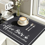 Findosom Dish Drying Mat, 16"x 24" Super Absorbent & Hide Stain Coffee Mat, Cuttable Drying Mat for Kitchen Counter, Coffee Bar Accessories, Under Dish Rack, Coffee Maker, Espresso Machine, Black