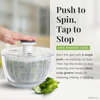 Glass Salad Spinner Large Capacity 6.3QT with Storage Lid | Boroscilicate Glass Bowl and BPA-Free and Food-Safe Colander, Base, Spinner Lid and Storage Lid | Washing, Spinning, and Draining