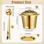 Umigy 4 Pcs Tea Infuser Strainers for Loose Tea with Scoop, Extra Fine Mesh Steeper 304 Stainless Steel Diffuser Leaf Holder with Extended Chain Hook for Brew, Spices, Seasoning, Gold