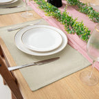 Linen Fabric Placemats Set of 6, Machine Washable, Heat Resistant, Wrinkle Free, Thick Polyester Kitchen Place Mats for Dining Table (Beige)