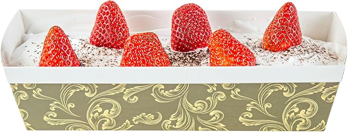 Restaurantware Paper Loaf Pan 100 Count 10 x 3.6 x 2.5 Inches 42 Oz Greaseproof Baking Loaf Mold, Vintage Floral Design Oven Safe Freezer Safe Rectangular Green Baking Pan For Cakes And Bread