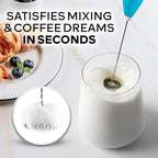 Zulay Kitchen Powerful Milk Frother Wand With 4 AA Duracell Batteries - Ultra Fast Handheld Drink Mixer - Electric Whisk Foam Maker for Coffee, Lattes, Cappuccino, Matcha & Creamer - Blue Teal