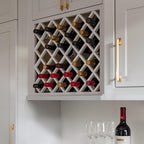 Solid Wood RTA Wine Bottle Rack Wall Cabinet with Lattice Panels - Bottle Holder Storage for Bar, Pantry, or Wine Cellar - Mocha Finish Countertop Solution (White, 24'W 12'D 30'H)