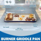 SafBbcue 20" x 13" Double Burner Griddle Pan, Non-Stick Ceramic Coated, for Outdoor Gas Pellet Grill, Stove Top Charcoal Grills, for Weber Charbroil Camp Chef Grill, Blue