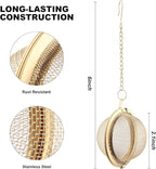 Luckyiren Tea Ball Infuser with Chain;; Premium Stainless Steel Fine Mesh Screen Tea Strainer Filters Colander Cullender Sieve Infusion Steeper Maker for Loose Leaf Tea Herbs, 2 Pieces, Golden