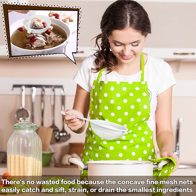 3 Pcs Plastic Nylon Mesh Strainer Colander with Handle Double Ear Fine Food Mesh Strainer Flour Sifter for Baking Kitchen Colander Sifter Kefir Tea Juice Pasta(3 Inch, 5 Inch, 7 Inch)