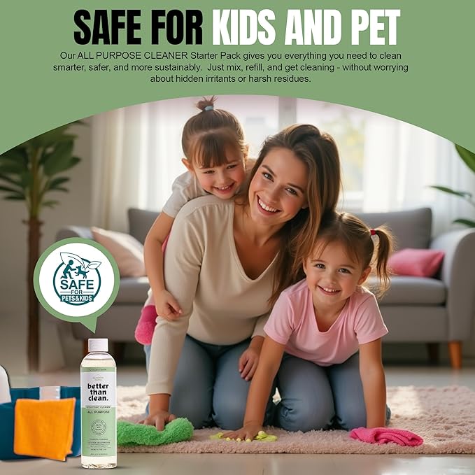 Unscented All Purpose Cleaner Concentrate - Plant-Based, Non-Toxic, Multi-Surface, Fragrance Free Cleaning Products - Pet Safe Cleaner - 8oz Makes 4 Bottles