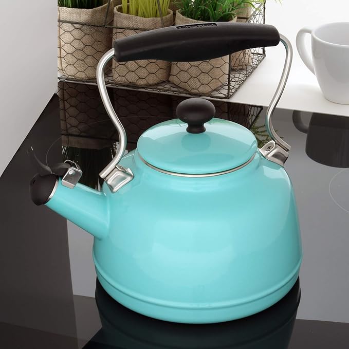 Chantal Tea Kettle, Vintage Series, Enamel on Steel, Whistling (Aqua)