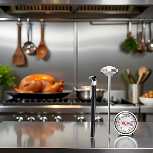 Black Kitchen Food-Cooking Meat Coffee Thermometer, Physical Sensing Stainless Steel Thermometer for Milk Foam Frothing Chocolate Water Grill, Turkey, BBQ Thermometers and Timers