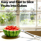 2-in-1 Stainless Steel Fruit Cutter, 2026 New Upgrade Dual Head Watermelon Fork Slicer Cutter Tool, Summer Watermelon Fruit Cutting Home Kitchen Gadgets (1PCS)