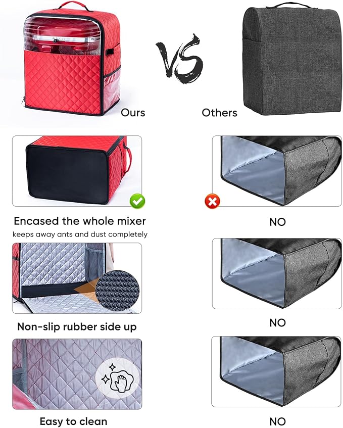 BAGSPRITE Stand Mixer Cover with Appliance Sliders Base Compatible with KitchenAid Mixer-Storage Bag for 6/7/8 Quart with Pockets for Kitchen Aid Accessories and Attachments