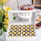 6 Pack Cupcake Boxes with Window for 24 Standard or Mini Cupcakes Corrugated Adjustable Height Bakery Box for Cake,Cookies,Donuts,Muffins&Other Pastries（17.7x11.8x4 Inch）