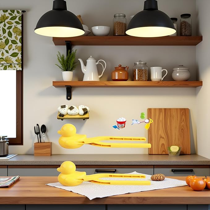 2Pcs Duck Rice Mold, Butter, Rice Mold, Maker Clip,Snowball Tool With Handle, Snowball, Cartoon Duck Maker Clip Snow Ball Kitchen Utensils and Gadgets