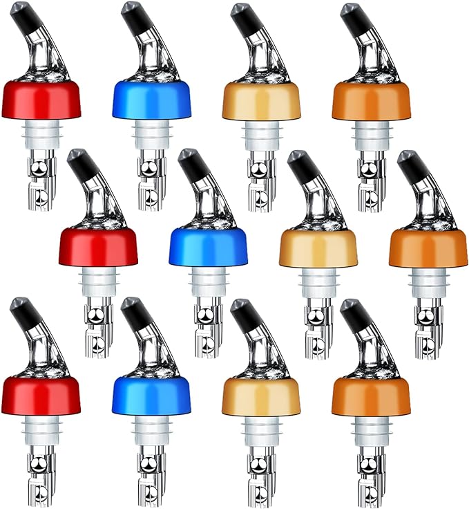 Automatic Measured Bottle Pourer - Quick Shot Spirit Measure Pourer Drinks Wine Cocktail Dispenser Home Bar Tools - 1oz/30ml (mix color 12 pack)