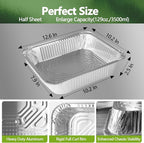 Thickened 30 Pack Heavy Duty Aluminum Pans, 9x13 Aluminum Foil Pans Disposable, Half Size Steam Table Foil Baking Tray for Cooking, Baking, Roasting & Chafing, Carton Packaging
