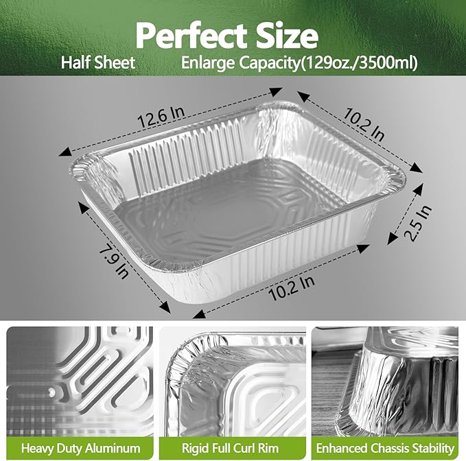 Thickened 20 Pack Heavy Duty Aluminum Pans, 9x13 Aluminum Foil Pans Disposable, Half Size Steam Table Foil Baking Tray for Cooking, Baking, Roasting & Chafing, Carton Packaging