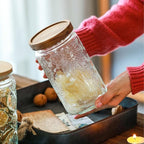 34 OZ/2 PCS Glass Storage Jar with Airtight Bamboo Wooden Lids, Vintage Food Containers Canisters Sets for Kitchen Counter Pantry, Sugar, Flour, Candy, Tea, Coffee Beans, Oats, Grain Bin, Pasta,