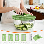 HomeHacks Salad Spinner Large Lettuce Spinner, Large Fruit Cleaner with Double Drainage Holes, 5 Chopping Blades, High Efficiency for Kitchen Washing & Drying Leafy Vegetables, Easy Press (Green)
