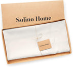 Solino Home Linen White Square Tablecloth 52 x 52 Inch - 100% Pure Linen Table Throw - Fete, Machine Washable Table Cloth for Winter, Christmas, Holiday, New Year