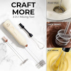 Zulay Kitchen Rechargeable Milk Frother - Dynamic - 3 Speeds, 3 Whisk Attachments, 500 mAh USB Charging, Drink Mixer For Latte, Cappuccino, Matcha, Protein Powder, Coffee Foam - Cream Copper