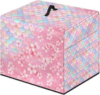 Meat Slicer Cover, 16x13x13 Inch Food Slicer Protective Cover, Fit Commercial Electric Deli Slicer Machine, Compatible with Household 200W 150W Meat Slicers, Mermaid Scale Flower Print
