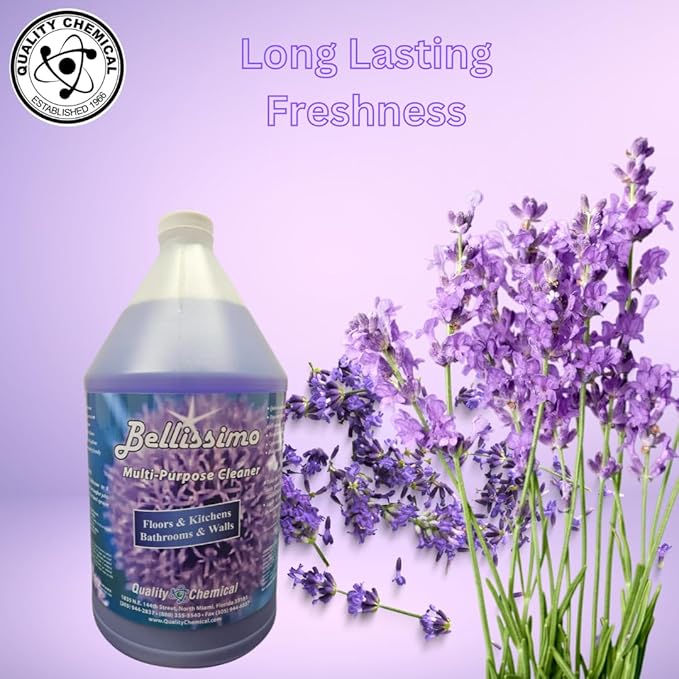 Quality Chemical BELLISSIMO All Purpose Cleaner - All Purpose Cleaner with Extra Cleaning Power and Long Lasting Lavender Scent, Super Concentrated - (128 oz) - Pack of 1