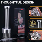 Meat Tenderizer Stainless Steel with Sharp Needles for Steak Chicken Pork Fish, Suitable Meat Tenderizer Tool with Cleaning Brush for BBQ or Kitchen