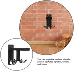 Angoily Wall Mounted Rotating Kitchen Utensil Hooks Organizer, 8 Black Hooks for Hanging Cooking Tools and Sundries, Space-Saving Wall Hanger for Kitchen and Bathroom Storage