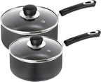 Utopia Kitchen Nonstick Stock Pot Saucepan Set with Lids, 2 Quart and 3 Quarts Multipurpose Stock Pots Set for Home, Kitchen or Restaurant, Grey & Black
