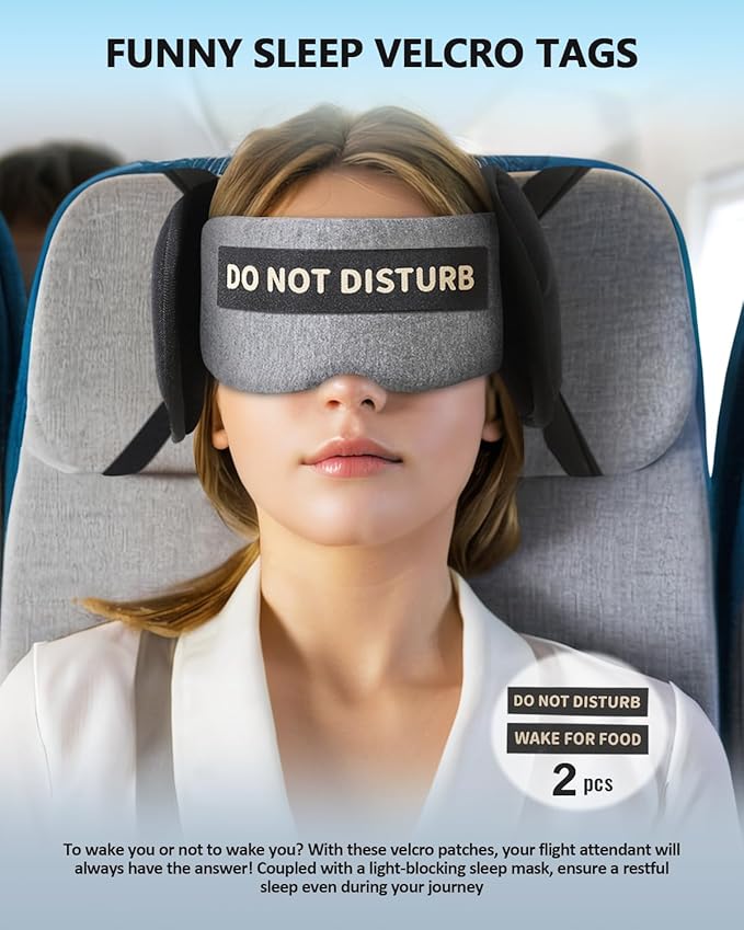 Travel Pillows for Airplanes, Airplane Head Strap with Eye Mask for Long Flight Sleeping Travel, 360° Support Neck Pillow for Plane Car Road Trips Seat Sleep, No Head Waving (White)