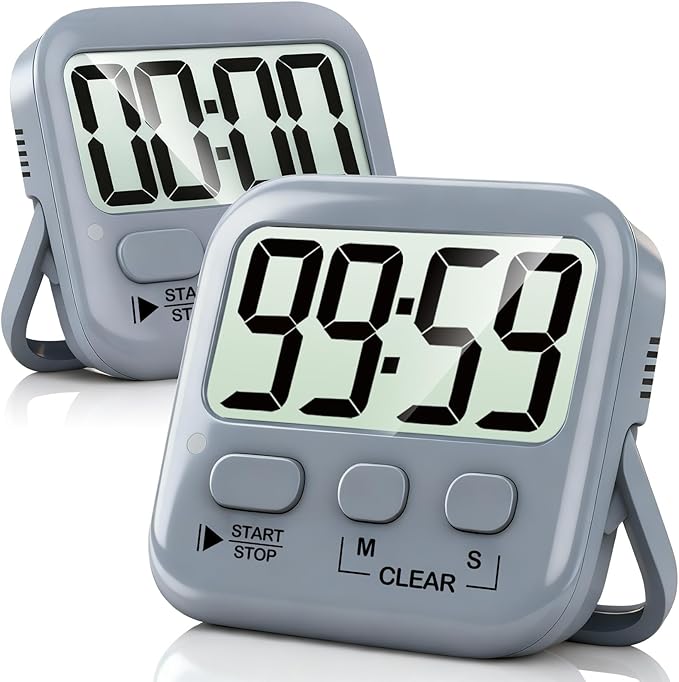 Antonki 2 Pack Digital Timer for Kids, Magnetic Countdown Kitchen Timers for Cooking, Egg, Classroom, Teacher, Exercise, Study, Oven - Battery Included